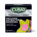 CURAD Performance Series IRONMAN Antibakterielle Bandages, Extreme Hold Adhesive teknologi, Knee & Elbow 3 inches x 3 inches, 10 greve, Ideell for Cuts, Scrapes, Sport, og Aktive livsstiler