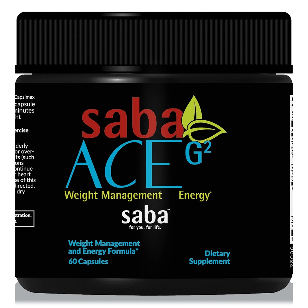 Saba ACE G2- termogen energiforbrenning, pre trening, metabolisme, fokus, konsentrasjon, med Capsimax, CarnoSyn, BioPerine, Grønn Te Leaf Extract, for menn og kvinner -60 kapsler