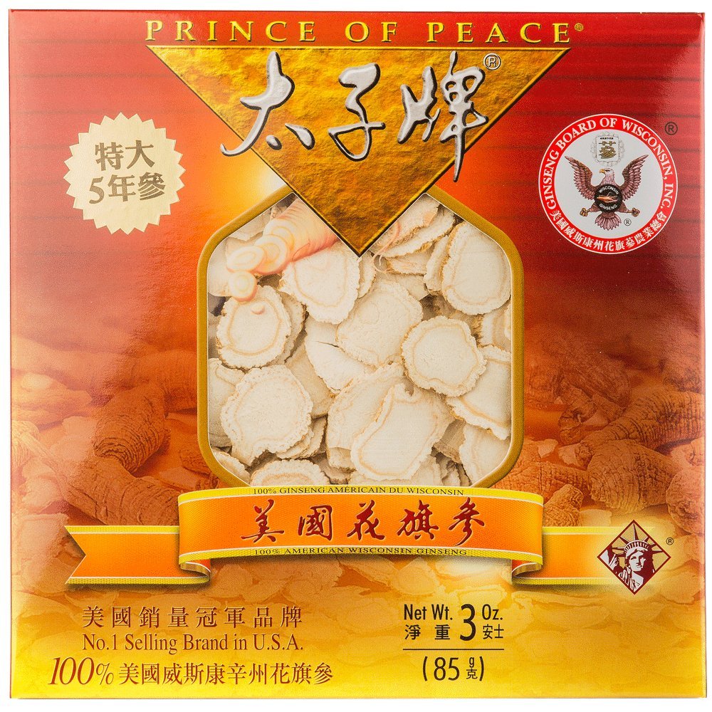 Prince of Peace® Wisconsin American Ginseng 5 år Root Jumbo Slices (3oz)