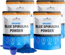 Organisk blå spirulina pulver, 120 serveringer - 100% ren supermat Blå-grønn algae, naturlig matfarge for smoothies og proteindrikker - ikke GMO, Glutenfri, Vegansk + USDA-sertifisert, Ingen fiskig lukt