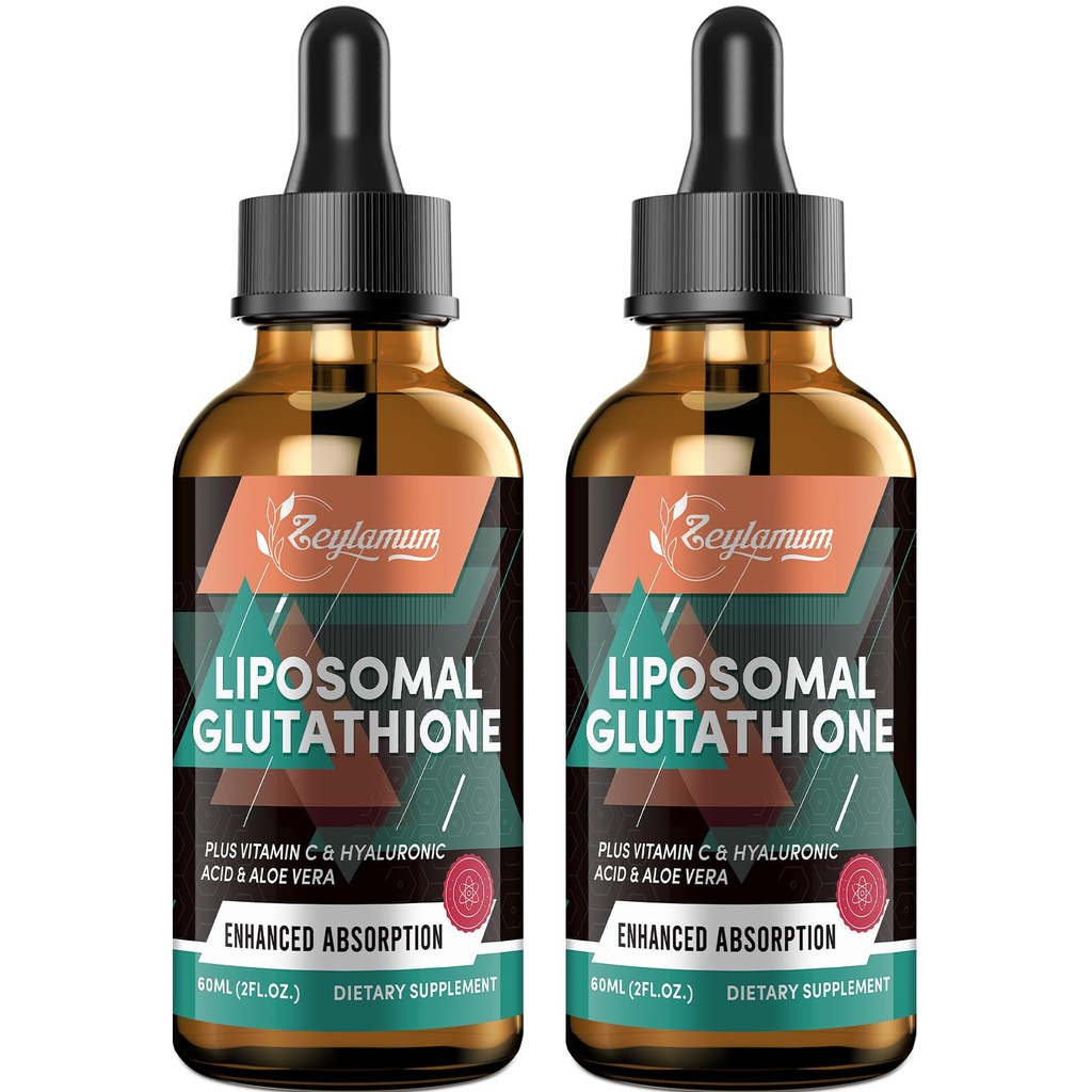 2000MG Liposomal Glutation flytende dråper, ultra høy absorpsjon, naturlig avgiftsifisering, immunsystem og hudsupprot*, L-Glutathion, vitamin C & hyaluronsyre, kapsler alternativ, 4,05 OZ