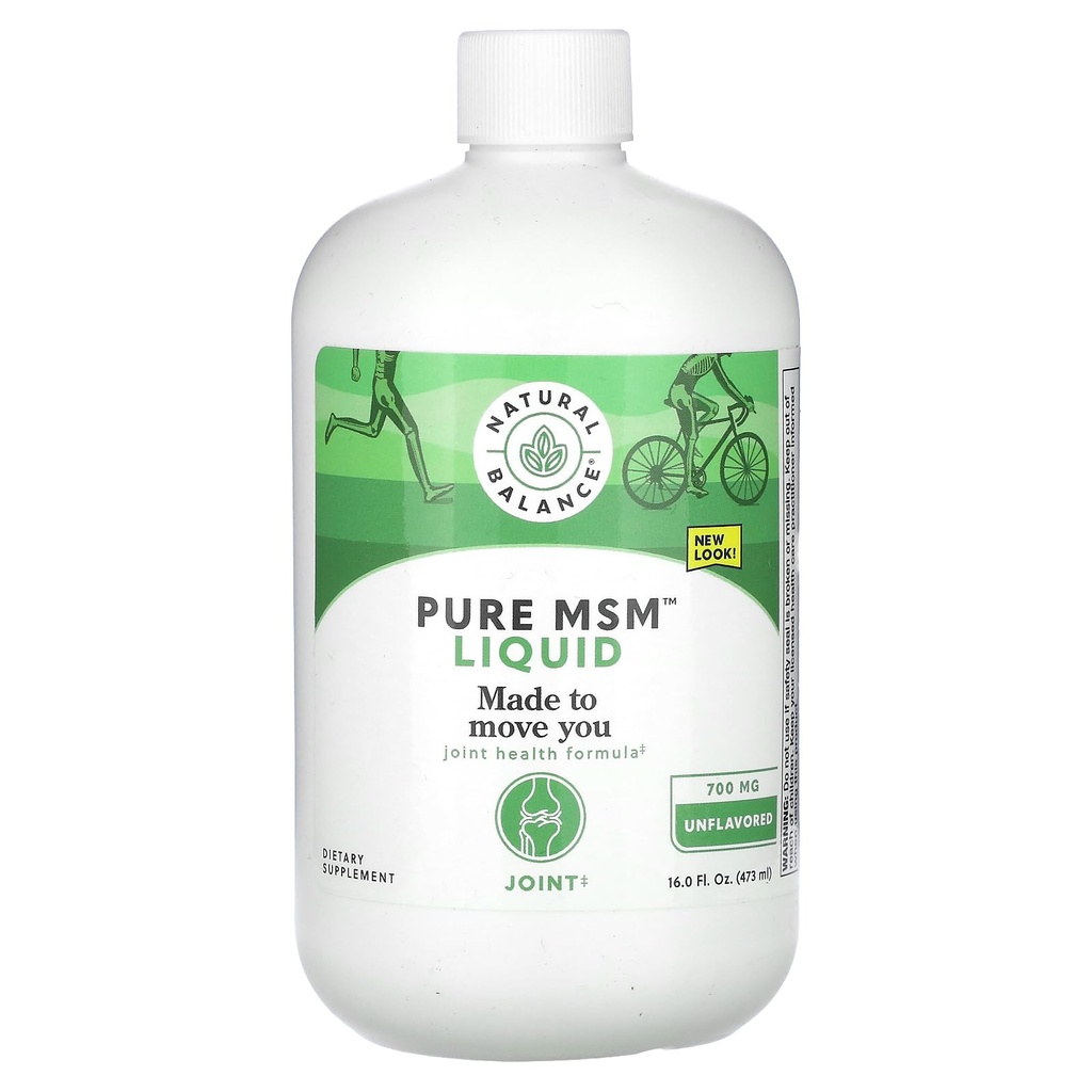 Naturlig balanse ren MSM flytende - 700 mg - uforfalsket - felles støtte supplement - Lab verifisert for renhet og styrke - 60 dagers pengene-tilbake garanti - 48 Services, 16 Fl. Oz.