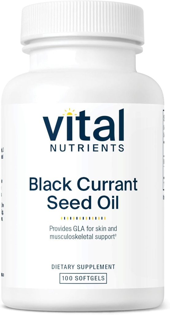 Vital næringsstoffer - svart currant frøolje - essensiell Omega 6 fettsyre - Inneholder gamma Linolensyre (GLA) - Cartilage, Joint, and Nerve funksjonsstøtte - 100 Softgels per flaske