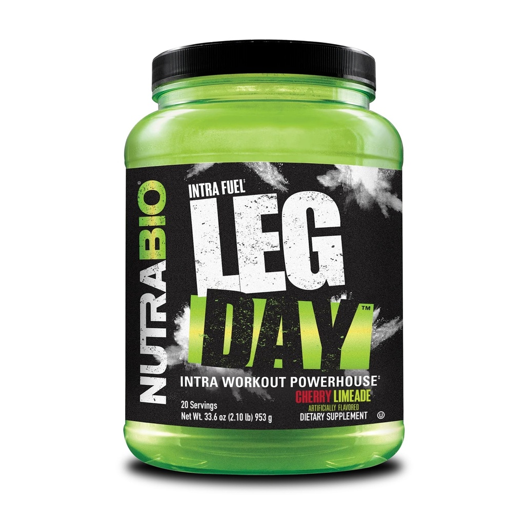 NutraBio Leg Day Intra Workout pulver – Avansert karbohydrat Supplement med Cluster Dextrin & Electrolytes – Carb pulver med EAA / BCAA – syklisk dextrin for ytelse – Cherry Lime, 20 serveringer