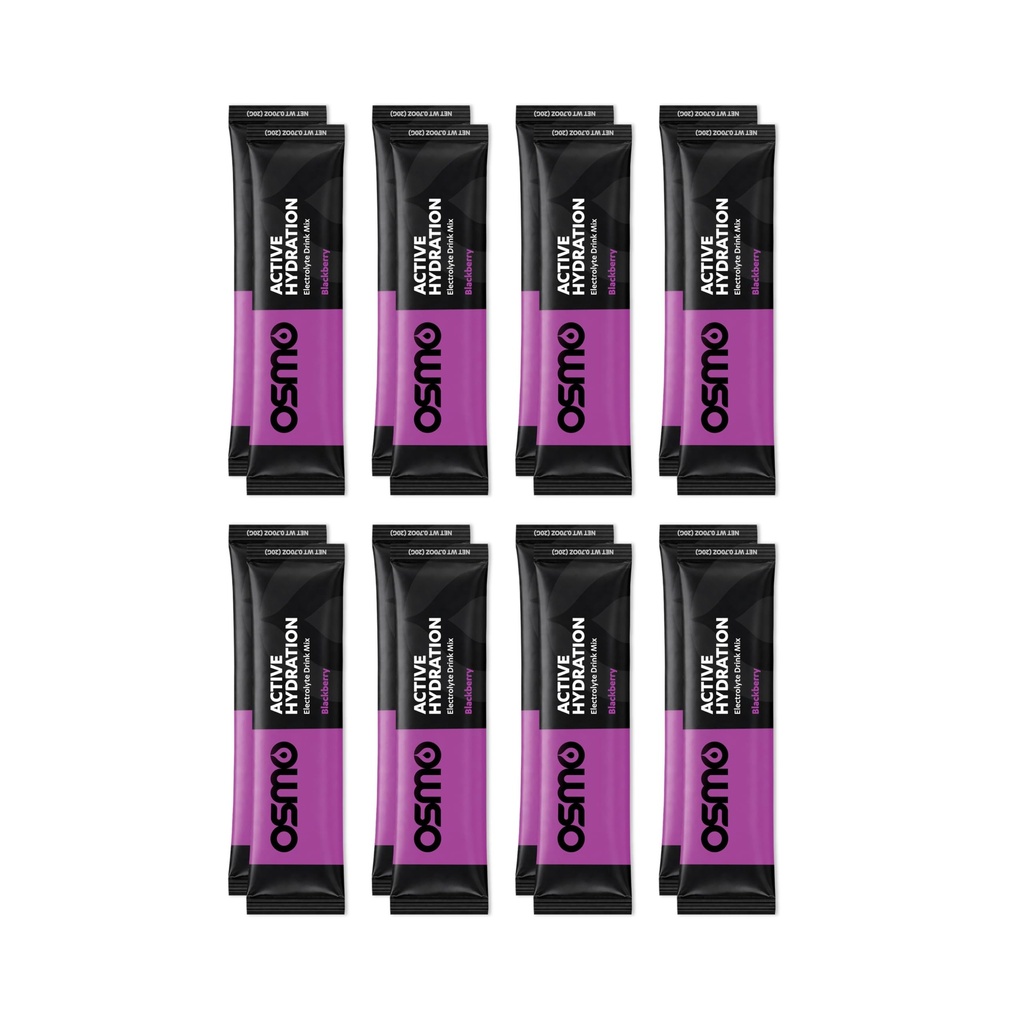 Osmo Active Hydration Electrolyt pulver - Inkluderer natrium, magnesium, kalium, karbohydrater og vitaminer, alle naturlige ingredienser, 3X raskere hydrasjon, øker kraft og utholdenhet - 16 pakker, BlackBerry
