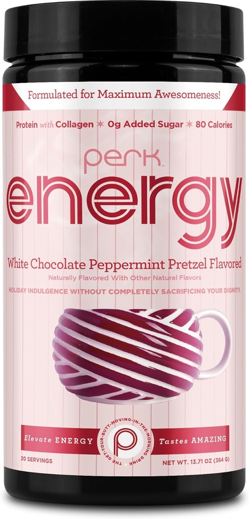 Perk energi Opprinnelig Hvit Sjokolade Peppermynte Pretzel Drink Mix (20 Serveringer) - Glutenfri, Soya Gratis, Peanut Free