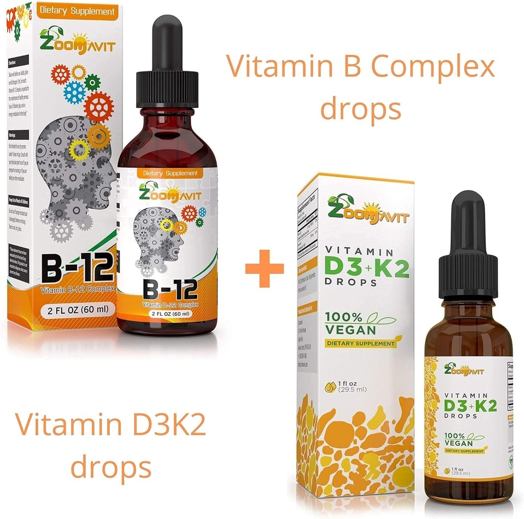 Vitamin B kompleks Drops + Vegan vitamin D3 K2 Drops