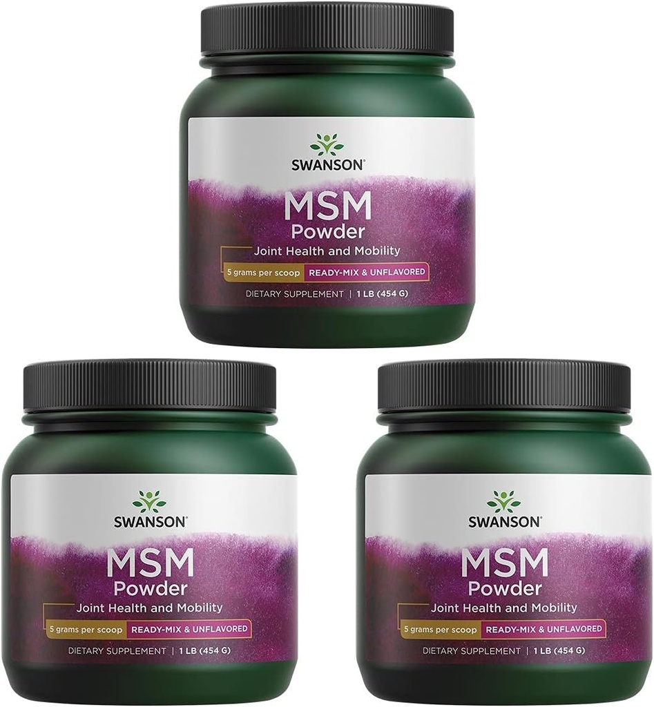 Swanson Premium merke Msm pulver - Klar-Mix & Unflavored 1 lb Pwdr 3 Pack