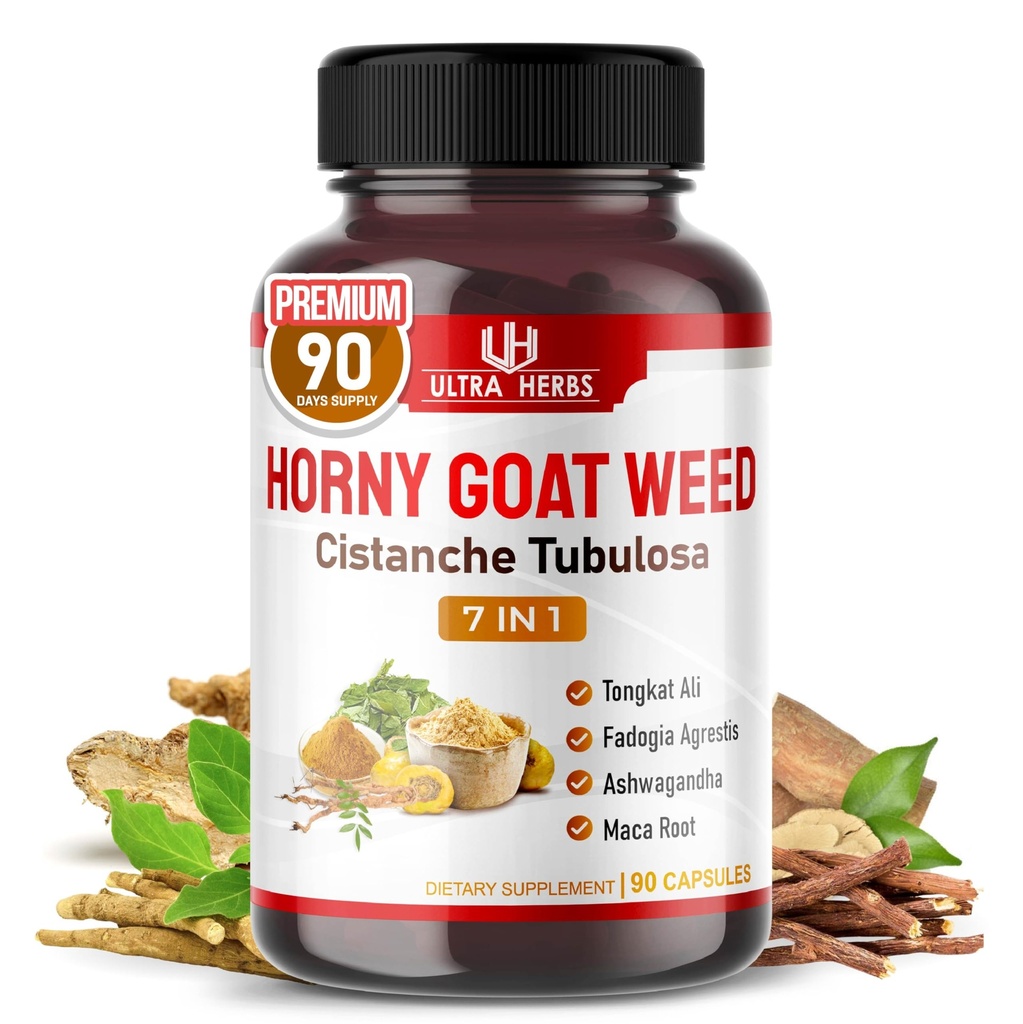 Ultra Horny Goat Weed Tongkat Ali Maca Root Tribulus - Øk energi, utholdenhet og ytelse med Fadogia Ashwagandha Ginseng L-Arginine (90 greve av 1))