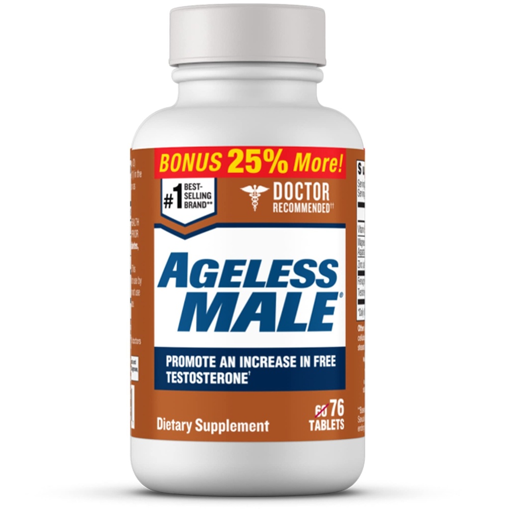Aldersløs Mann Gratis Testosteron Booster Supplement for menn, 76 tabletter