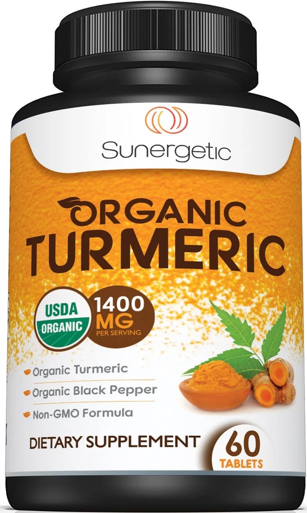 USDA-sertifisert organisk gurkemeie Supplement – Inkluderer organisk gurkemeie og organisk svart pepper – 1.400mg gurkemeie per servering - 60 Count (Pack of 1)