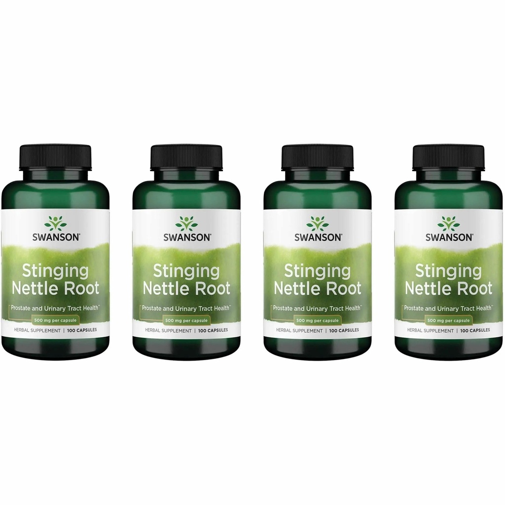 Swanson Stinging Nettle Root (Urtica Dioica) - Herbal Supplement - (100 kapsler, 500 mg) (4 Pack)