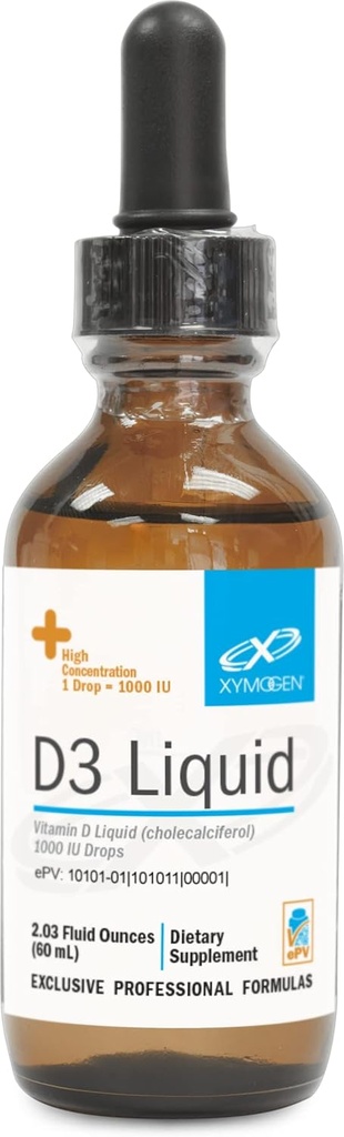 XYMOGEN D3 Flytende - flytende vitamin D-dråper med vitamin D3 til støtte immunhelse, bein + hjerte helse - 1000 IU VIT D per dråpe - Mikro-Emulgert for forbedret absorpsjon (2.03 oz / 1500 Services)