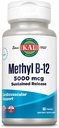 KAL Vitamin B12 Metylkobalamin 5000mcg, sunn energi, metabolisme, Nerve og rød blodcelle støtte, * Faste oppløselige ActivMelts, Optimal absorpsjon, Naturlig bringebær Flavor, 90 Serveringer, 90 Micro Tabs