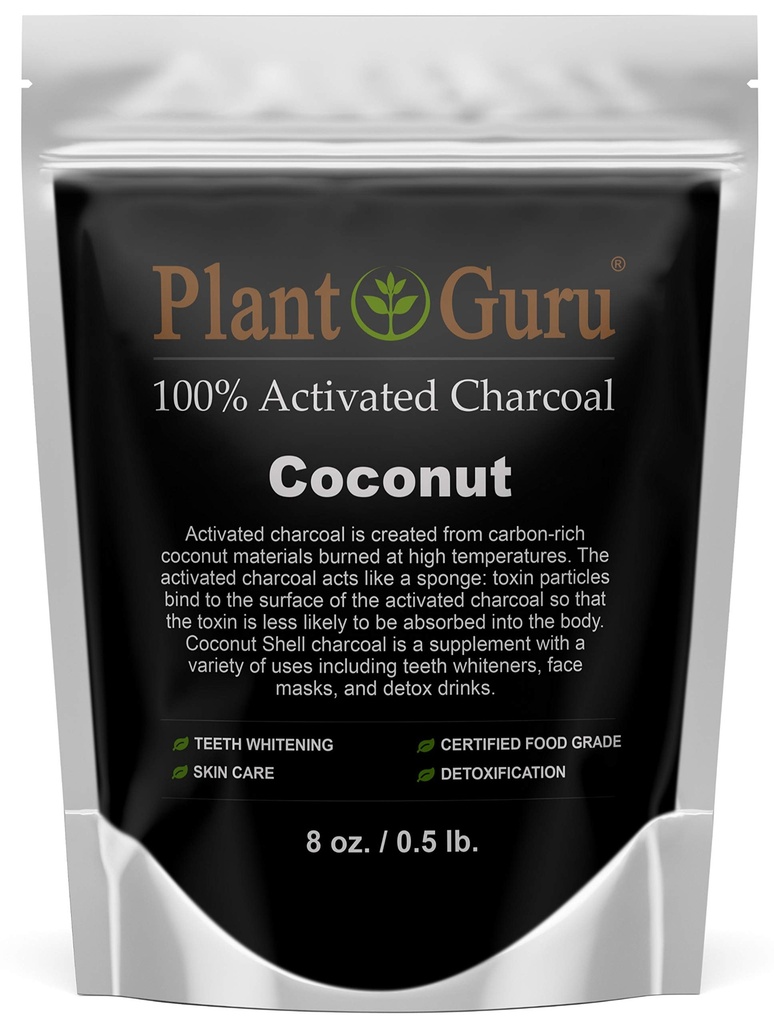 Aktivert Charcoal Powder 8 oz. Kokos - Mat Grade Kosher Non-GMO - Tannbleking, Facial Mask og Soap Making. Fremmer naturlig avgiftning og hjelper Digestion
