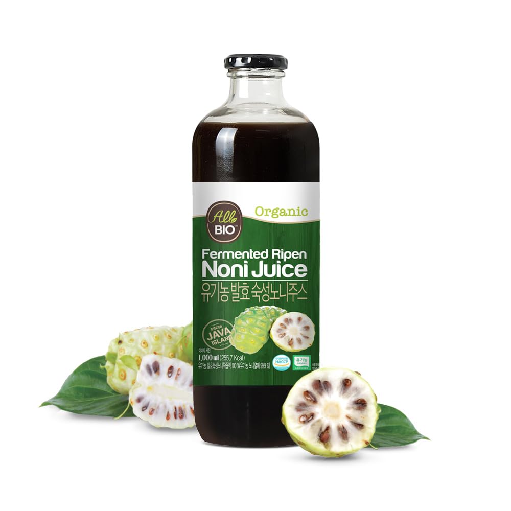 Java Organic NONI Juice ekstrakt - 33,8 fl oz (1L) flaske - 100% ren resveratrol & Fermented Noni av ALLBIO