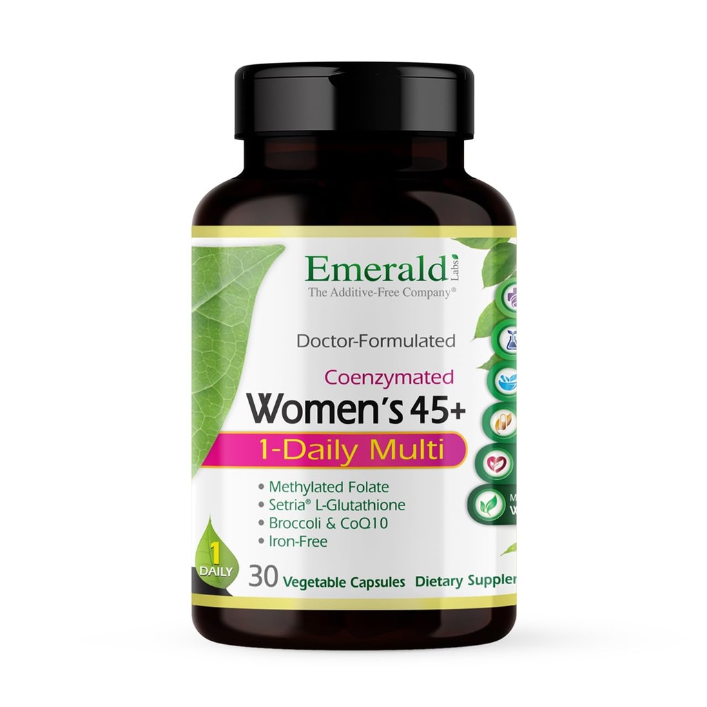 EMERALD LABS Kvinners 45+ 1-daglig multi - Komplett flervitamin for omfattende støtte, bein og hjerte helse * - Designet for kvinner 45+ - Glutenfri og vegetarisk - 30 Grønnsaker Kapsler