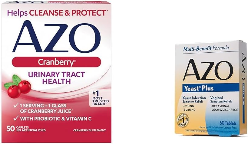 AZO Cranberry Urin Tract Helse, 50 greve Yeast Infeksjon & Vaginal Symptom Relief Tabletter, 60 greve