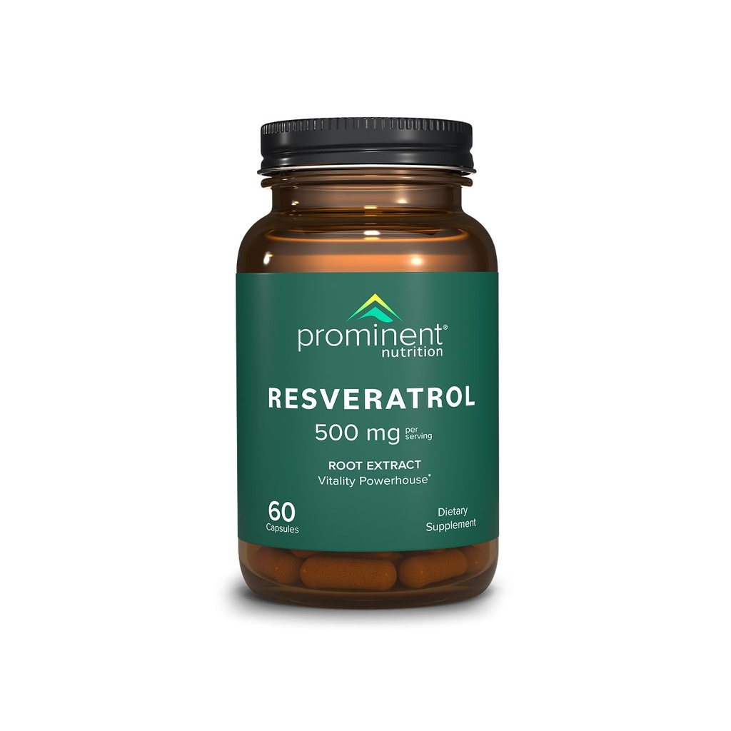 Prominent Ernæring Resveratrol Supplement, Anti-Aging og immunstøtte, 98% ren trans-Resveratrol Supplement, 500 mg, 30 dagers forsyning - 1 pakke