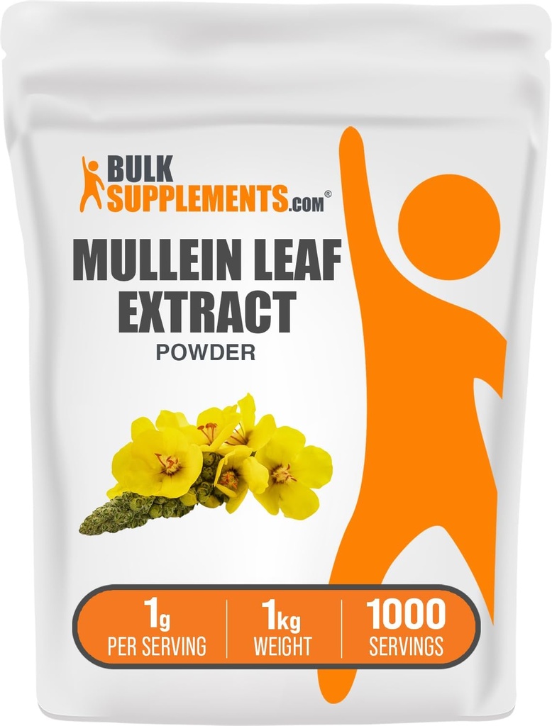 BulkSupplements.com Mullein Leaf Extract - Verbaskarm Thapsus, Mullein Supplement - Herbal Supplement for immunstøtte - Glutenfri, 1g per servering, 1kg (2,2 lbs) (Pack of 1)