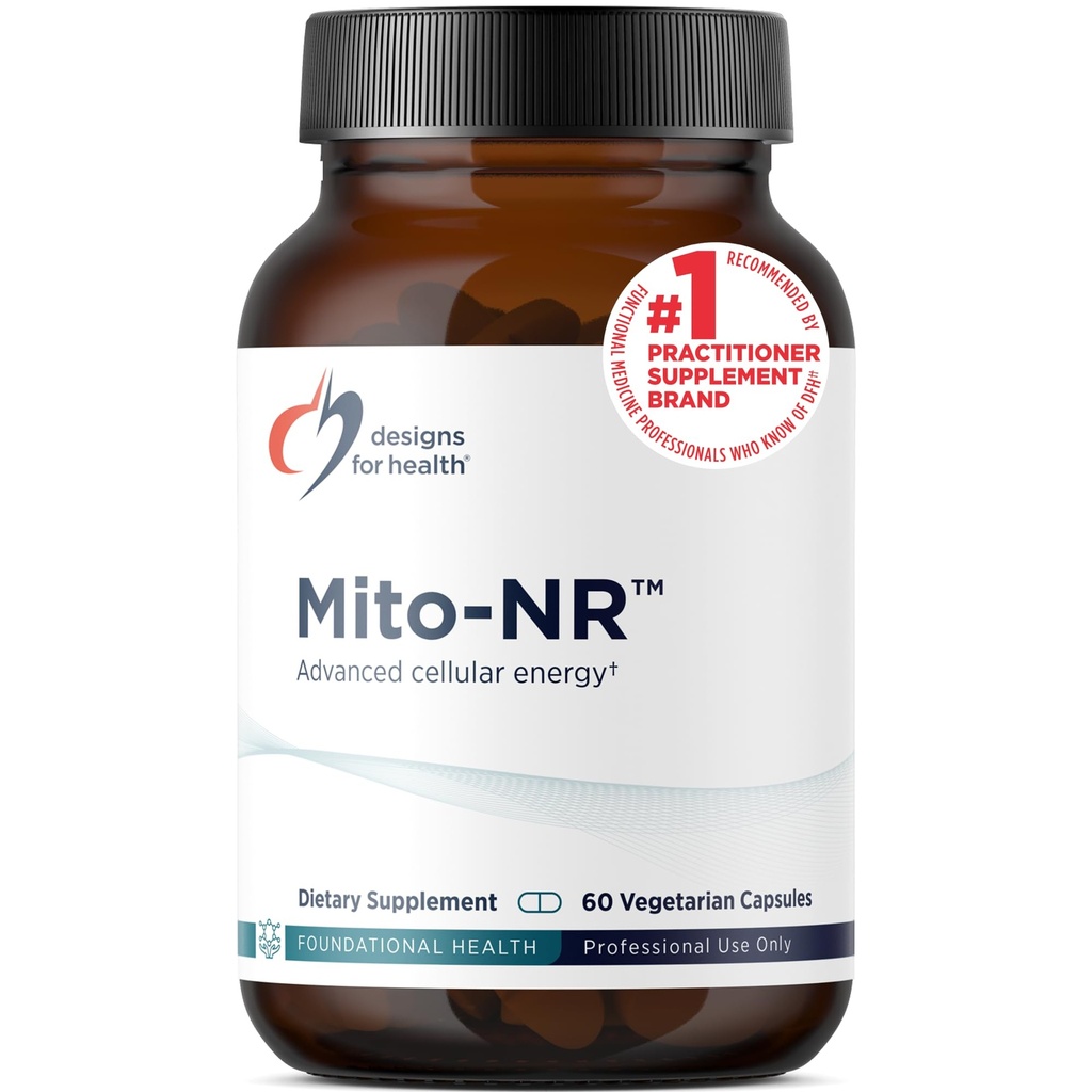 Designs for helse Mito-NR - Nicotinamid Riboside (NAD Supplement) med COQ10 + Trans Geranylgeraniol - NR + GG Supplement for Mitokondriell celle helsestøtte (60 kapsler)