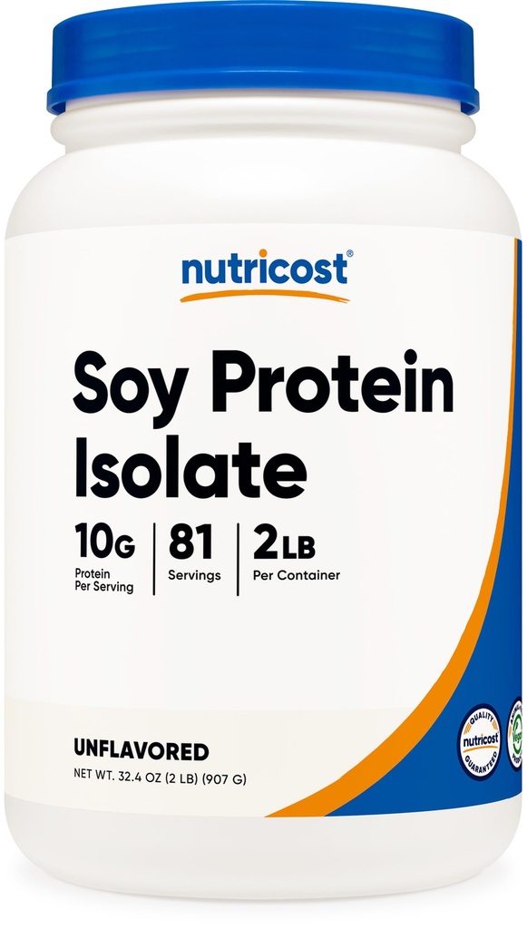 Nutricost Soy Protein Isolate pulver, 2 LB Unflavored - 10 gram protein Per servering, Vegan, GMO-fri & Glutenfri