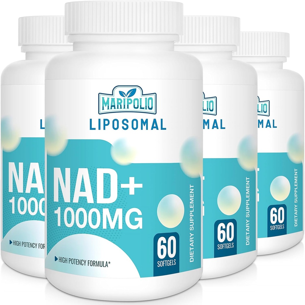 Liposomal NAD+ Supplement 1000 mg | Høyeste NAD Pontecy | Max Absorpsjon | Ren NAD Supplement | Energi og DNA Reparasjon, Aging Defense, Hjernefunksjon | 240 Softgels