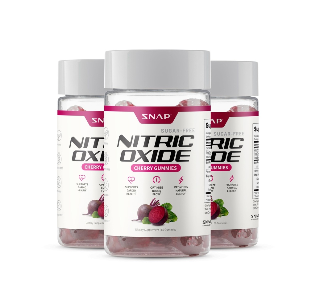 Snap Kosttilskudd Nitric Oxid Beet Root Gummies - Støtte Sunn blod sirkulasjon,180 Gummies