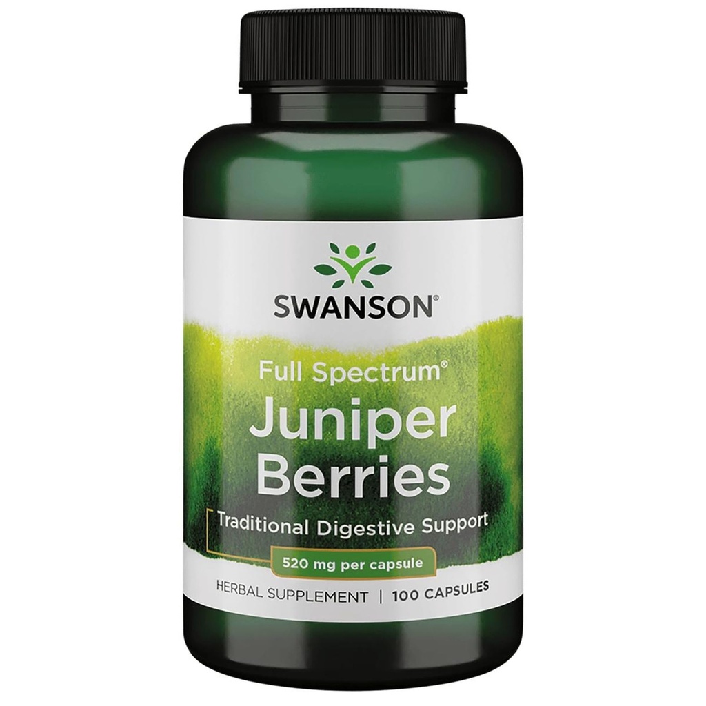 Swanson Juniper Berries Digestive Immune System Helse Fiber Herbal Supplement 520 mg 100 kapsler (kapsler)