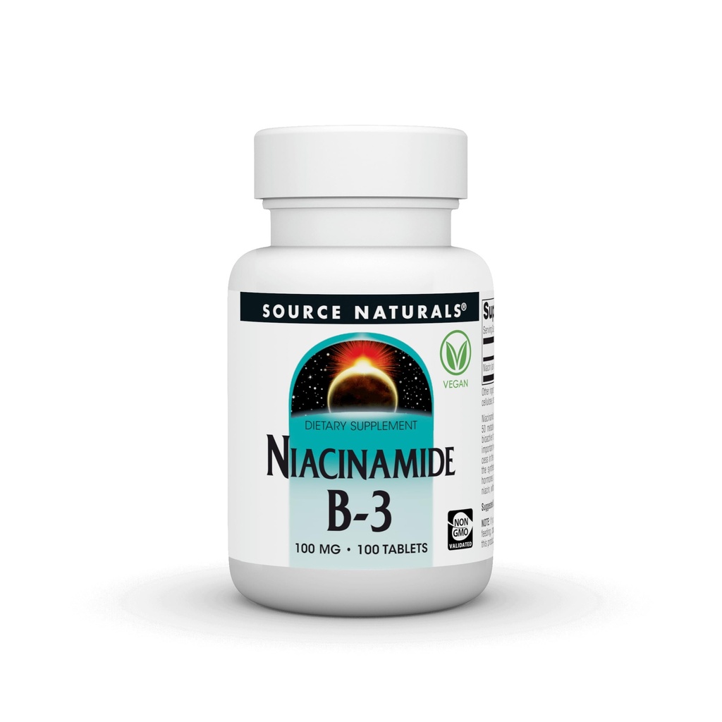 Kilde Naturals Niacinamide B-3, 100 mg Kosttilskudd - 100 tabletter