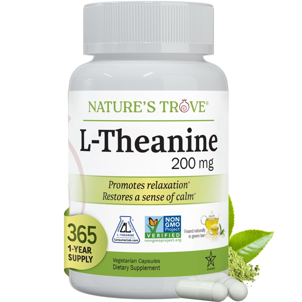 Naturens Trove L-Theanine 200mg Super verdi størrelse - 365 vegetariske kapsler