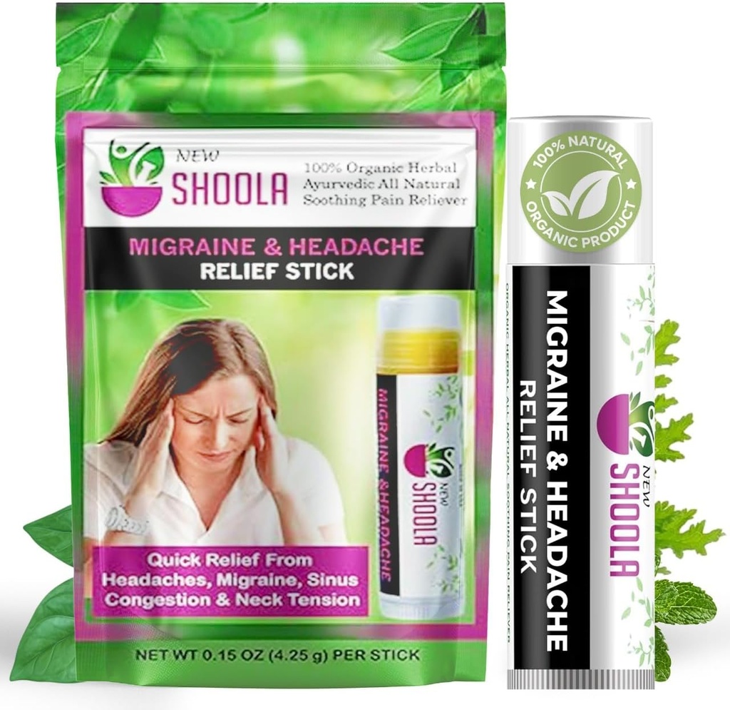 Migrain Relief og hodepine Relief Balm Stick Roll on – 100% organisk herbal Balm – rask relief fra hodepine, megrain, Stuffy Nese Congestion, Hals Tension – Ingen bivirkninger Vapor Rub