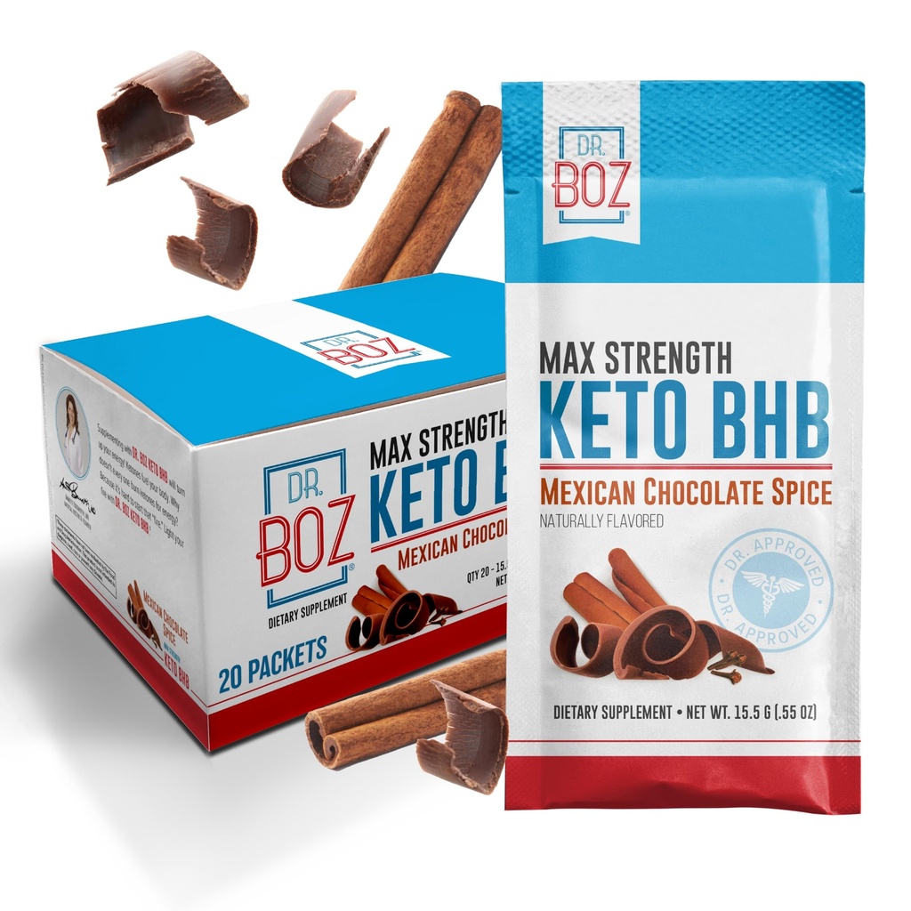 Dr. Boz - Keto BHB pulver - meksikansk sjokolade Spice, 20 serveringer - ketoner drikke - energi & redusert krafninger - Max styrke kosttilskudd - kvalitet testet - laget i USA - 10.9oz (310g)