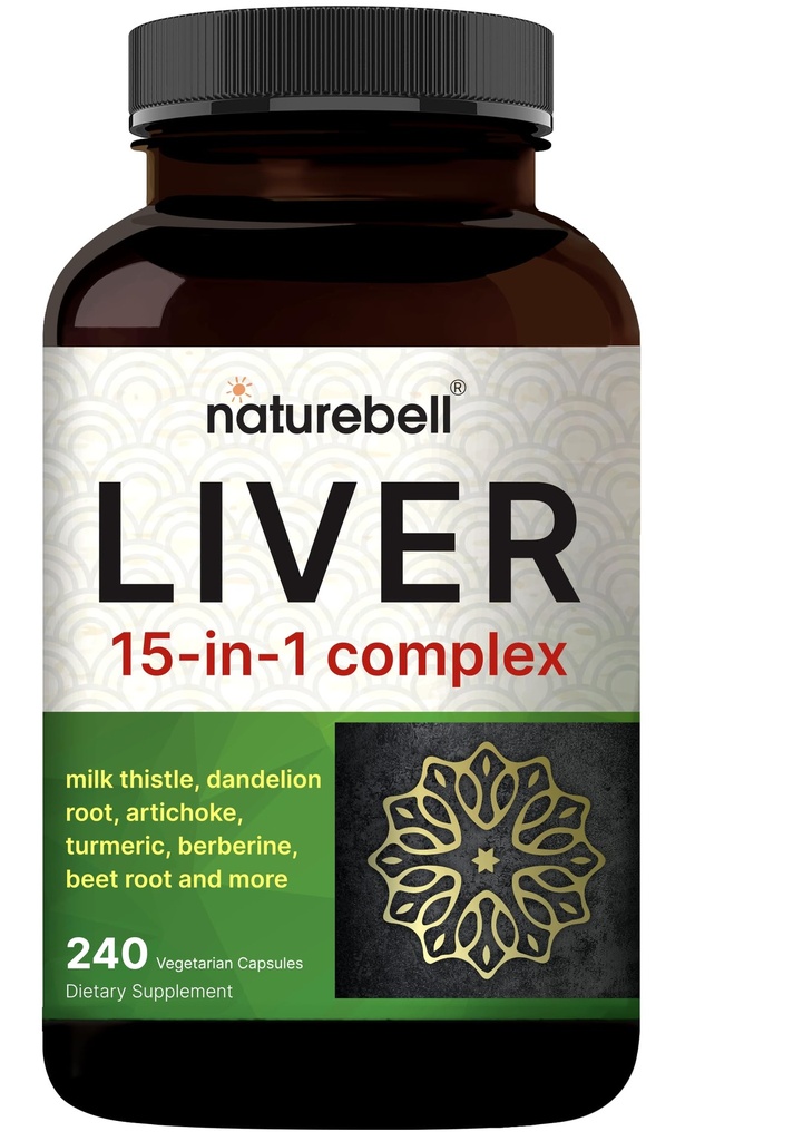 Lever 15-i-1 Kompleks, 240 Veggie Capsules | Herbal & Mineral blanding - Melk Thistle, Dandelion Root, Artichoke, Black Currant Olje, Turmeric, Chicory, Sink, Choline, & mer