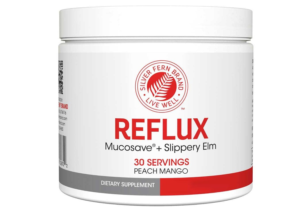 Reflux Digestive Supplement - Peach Mango Flavor - Hver tub = 30 Scoops = 30 Services - Mukosal støtte for syreproblemer - med Mukosave FG og Slippery Elm Bark (1 Tub)