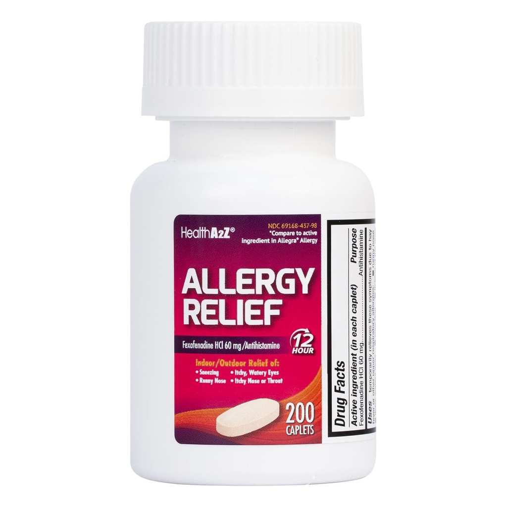 HealthA2Z® Fexofenadin Hydrochloride 60 mg 12-hirtamin for Allergy Relief | (200 greve (Pack of 1))