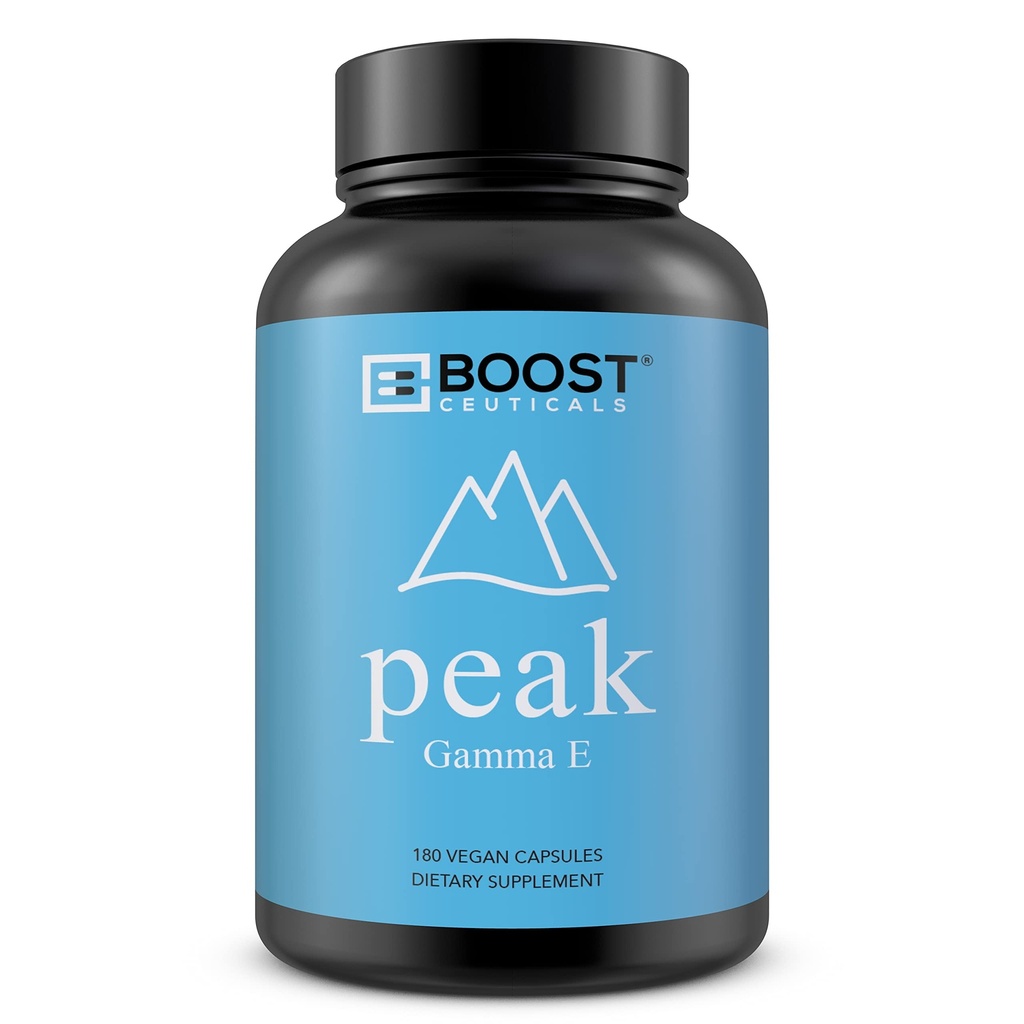 BoostCeuticals Vegansk vitamin e Gamma Tokoferol |180mg Gamma e Per Serving | Antioksidant immunitetsstøtte | Ikke GMO Ingen Magnesium Stearate Ingen Silica Glutenfri | 180 Kapsler