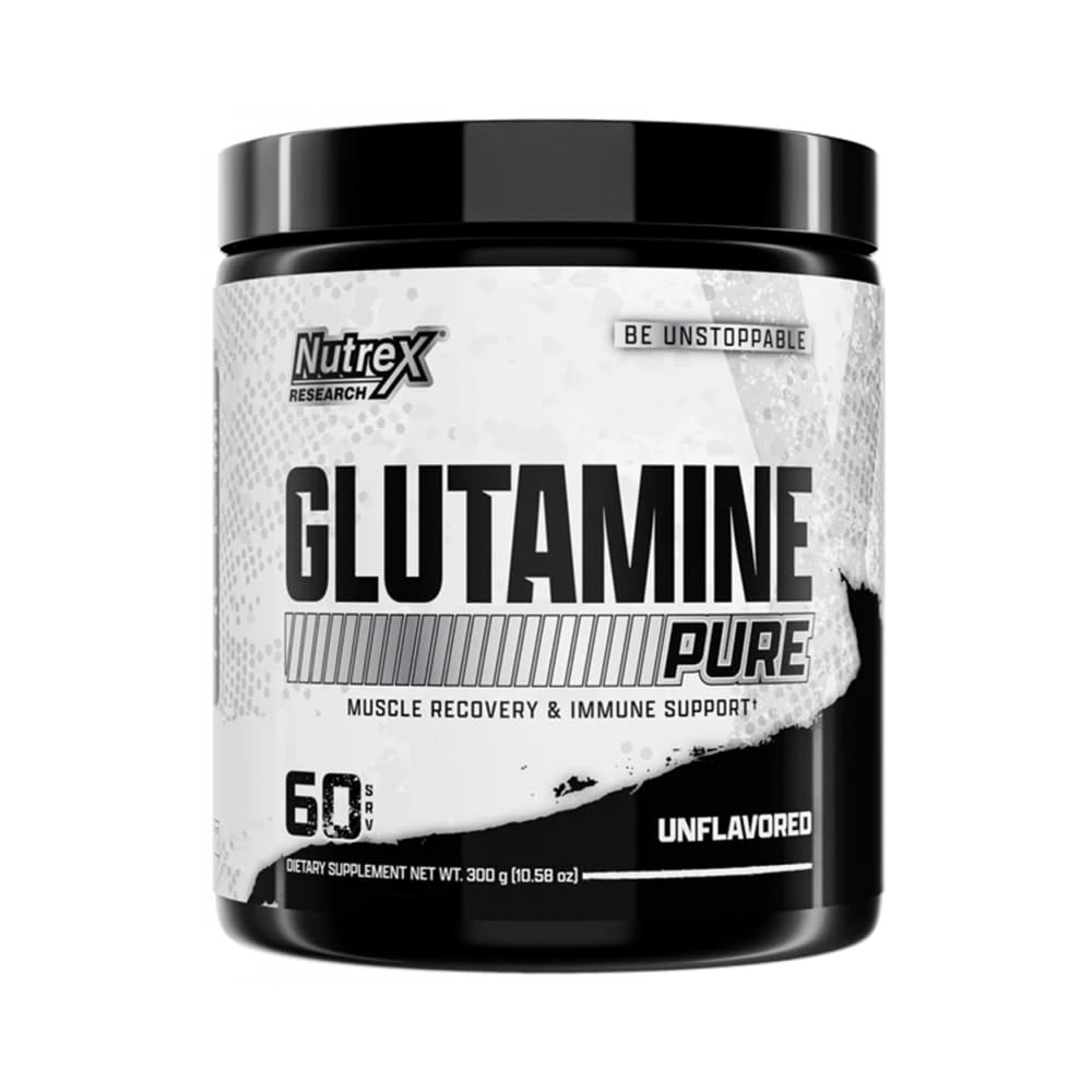 Nutrex forskning L-Glutamin pulver Supplement - 60 Servering - ren uflavorert, ikke-GMO og glutenfri | Ingen klumper!