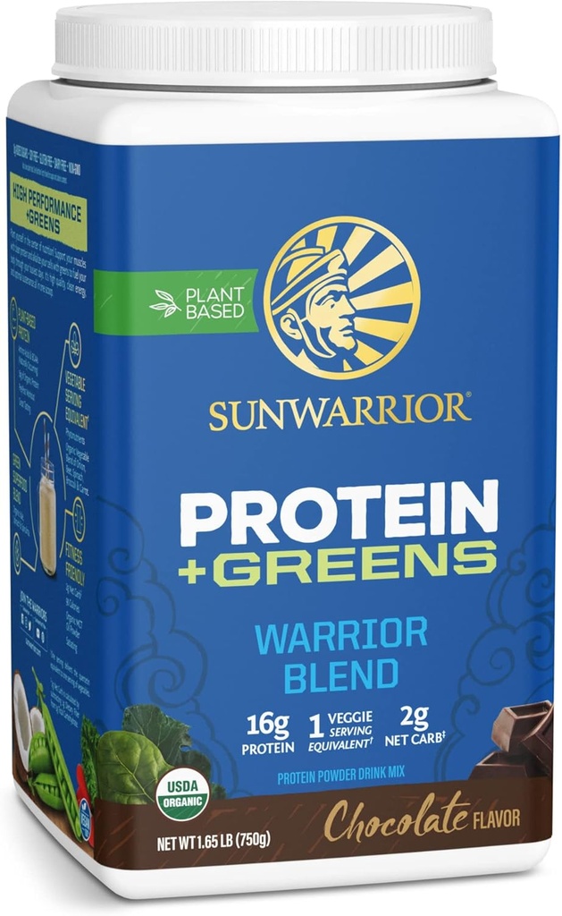 Organic Protein Grønne Superfood Powder | Vegansk Plantebasert Organisk Protein Powder Sjokolade Flavored med BCAA Aminosyrer & Superfood Blanding | Ikke-GMO Soja Dairy & Glutenfri (Chokolate, 30 Services)