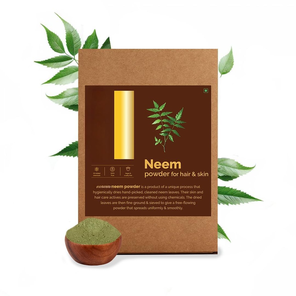 Neem leaf pulver, 100% ren og naturlig, hygienisk tørket, pakke for sunn skjel og sterk hår - 100 gram