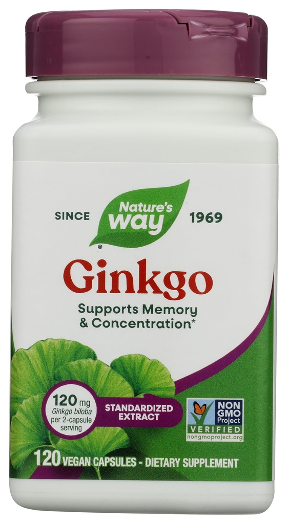 Naturens måte Premium Extract Ginkgo, minne og konsentrasjon*, 120 kapsler