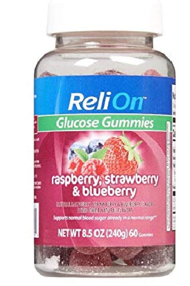 ReliOn Glucose Gummies Bringebær, Jordbær, og Blåbær - 60 greve flaske