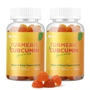 Gurkemeie curcumin Gummies med svart pepper 2 pakke, gurkemeie og gurke Supplement for immune felles støtte, sukkerfri Ginger Gummies for betent Vegan