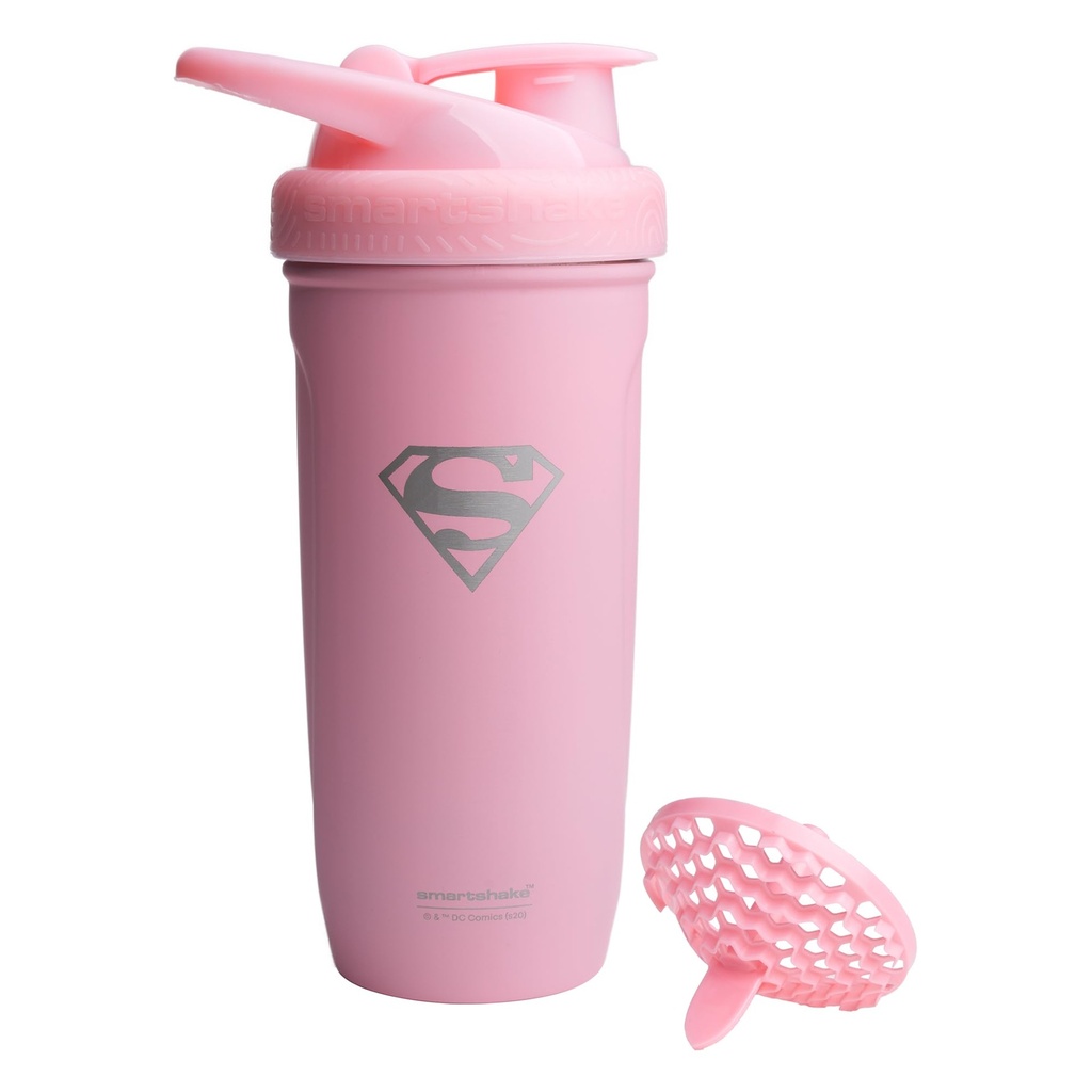 Smartshake DC COMICS reforce rustfritt stål protein Shaker flaske 900 ml | 30 oz - Leakproof Skrue-on Lid - BPA Gratis – Unisex - Ikke-isolert - Supergirl logo