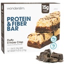 Wonderslim High Fiber Protein Bars, Fluffy S'more Crisp | 15g Protein, 8g Fiber | Lavt sukker, Lavt karbohydrat | Sunn Indulgence | Tilfredsstillende, støtter energi & On-the-Go Convenience, 7 Pakke