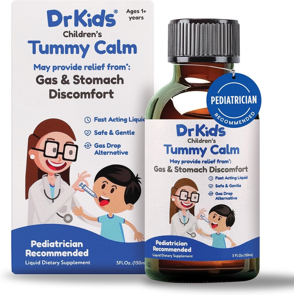 Tummy rolig Dr. Kids barns gass relief og upset magestøtte, alternative gassdråper for nyfødte og barn, sikker og gentle oral løsning, naturlig lindring relief, 5 Fl Oz (pakke med 1)