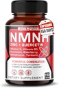 NMNH 600 mg med sink, Quercetin, vitamin D3, eldrebær og natokinase – daglig cellulær helse og sunn aldring støtte – 150 kapsler – laget i USA