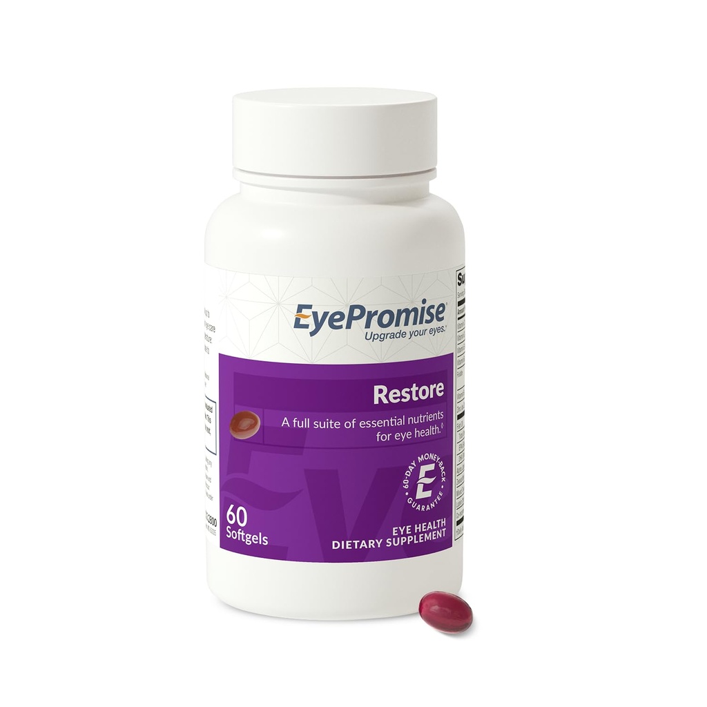 Øyepromise gjenopprette øyehelse Supplement - 60 Softgels, 30-dagers forsyning - Omega 3 Supplement med Zeaxanthin, lutein, fiskeolje, EPA, DHA og vitaminer for øyehelse