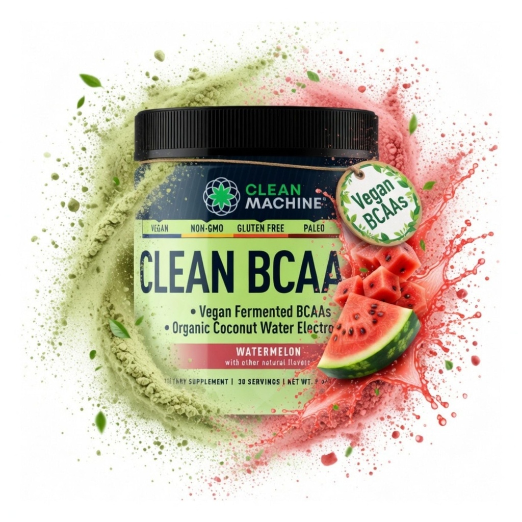 Clean BCAA - 2:1:1 Matkildet BCAA pulver og kokosvann elektrolytter gjenoppretting og Amino energi Supplement - Pris vinnende Vegansk Aminosyre Supplement - 30 Serveringer - Vannmelon
