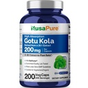 NusaPure Gotu Kola Kapsler 20:1 Ekstrakt, 200 mg tilsvarende 4000 mg Per Veggie Caps, 200 greve, ikke-GMO, Vegan, Bioperin - Tradisjonell urt ekstrakt